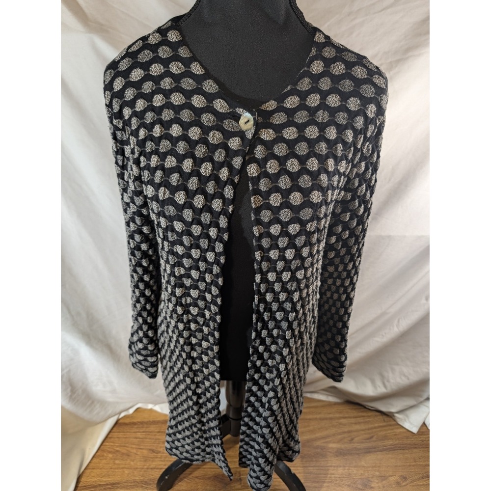 Klok Denmark Size M Cotton Blend Geometric Textures Cardigan Sweater